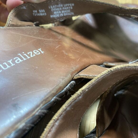 Naturalizer Sandals Women Size 8 Wedge Open Toe Slip On Brown Leather 2062 - Picture 9 of 13